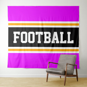 FOOTBALL Bright Roze Zwart Geel Racing Stripes Wandkleed