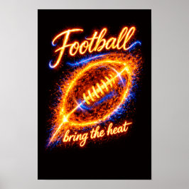 Football Bring the Heat Fiery Ball Sports Design | Poster