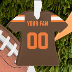 Football Brown, Sinaasappel & White Jersey Ornamen Ornament