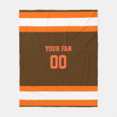 Football Bruin, Sinaasappel & Wit Gepersonaliseerd Fleece Deken (Voorkant)