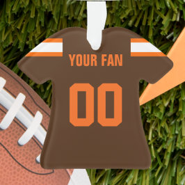 Football Bruin, Sinaasappel & Wit Jersey Ornament