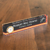 Football bureau naam Bord met klok Naambordje (Zijkant)