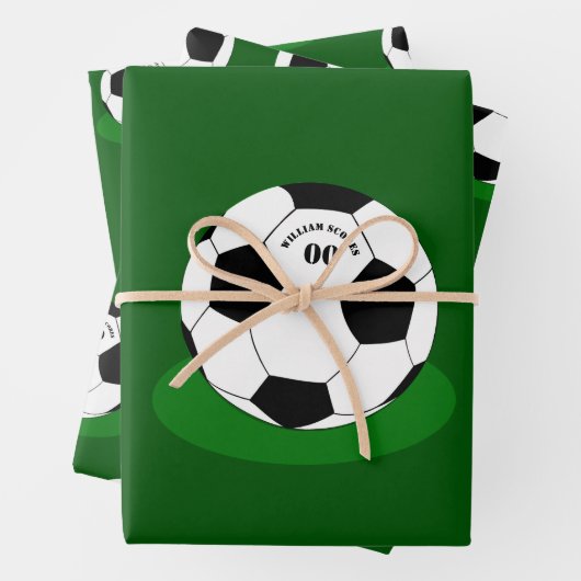 Football cadeaus, Voetbal met naam en nummer Inpakpapier Vel (In situ)