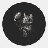 Football Cat Funny Amerikaans Football Kitten Vrou Ronde Sticker (Voorkant)