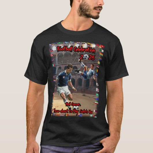 Football Celebration 2026 on a Black T-shirt (Voorkant)