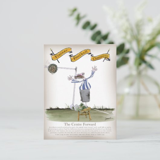 football centrum naar voren blauw witte strepen briefkaart (Staand voorkant)