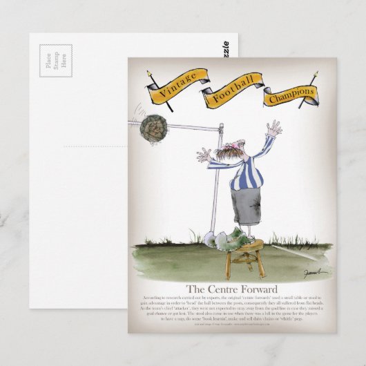 football centrum naar voren blauw witte strepen briefkaart (Voorkant / Achterkant)