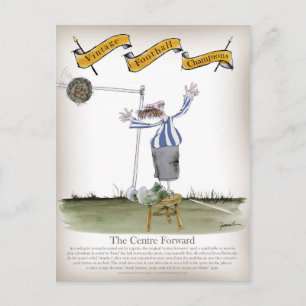 football centrum naar voren blauw witte strepen briefkaart