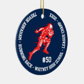 Football Champion Player Monogram Team School Blue Keramisch Ornament (Rechts)