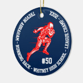 Football Champion Player Monogram Team School Blue Keramisch Ornament (Links)