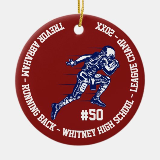 Football Champion Player Monogram Team School Keramisch Ornament (Voorkant)