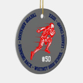 Football Champion Player School Blue Grey Red Keramisch Ornament (Rechts)