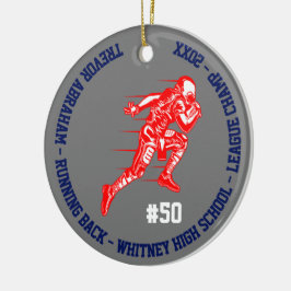 Football Champion Player School Blue Grey Red Keramisch Ornament
