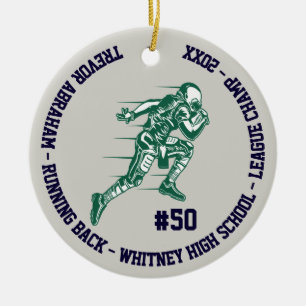 Football Champion Player School Green Blue Grey Keramisch Ornament
