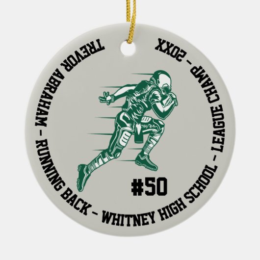 Football Champion Player School Green Grey Keramisch Ornament (Voorkant)