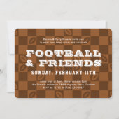 Football Checkerboard Grote Game Watch Party Kaart (Voorkant)