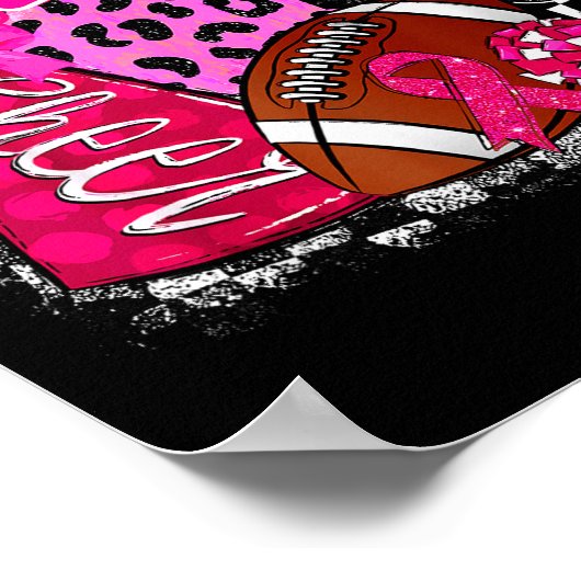 Football Checkered Nk Out Breast Cancer Cheer Mom Poster (Hoek)
