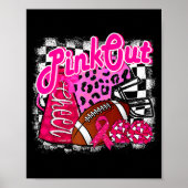 Football Checkered Nk Out Breast Cancer Cheer Mom Poster (Voorkant)