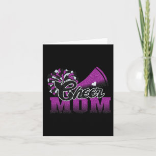 Football Cheer Mom Paarse Black Pom Leopard Kaart