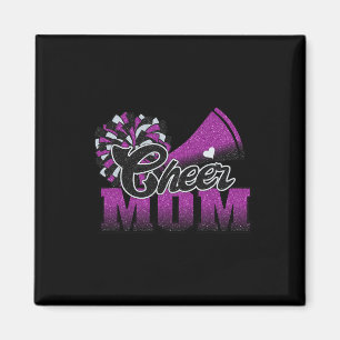 Football Cheer Mom Paarse Black Pom Leopard Magneet