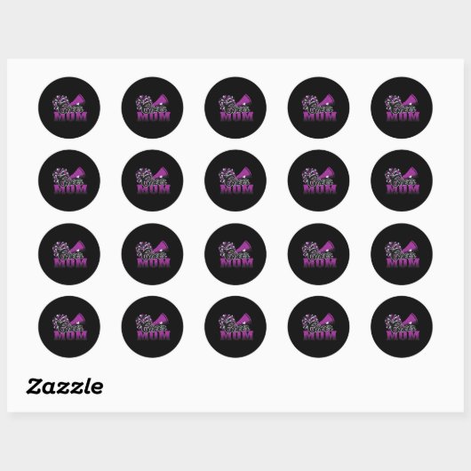 Football Cheer Mom Paarse Black Pom Leopard Ronde Sticker (Vel)