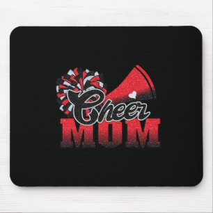 Football Cheer Mom Rood Zwart Pom Leopard 1 Muismat