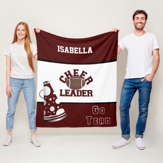 Football Cheerleader Maroon Fleece Blanket Deken (In situ)