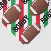 Football Christmas Naam toevoegen Streep Rood & Gr Tissuepapier (Detail)