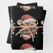 Football Christmas Santa Hat Vakantie Sport Inpakpapier Vel (In situ)