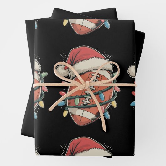 Football Christmas Santa Hat Vakantie Sport Inpakpapier Vel (In situ)