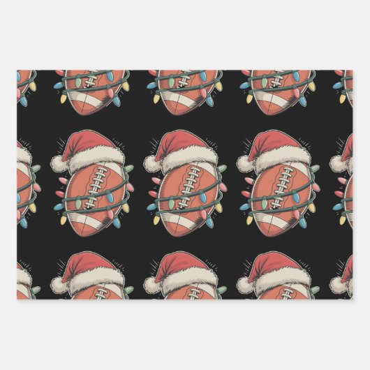 Football Christmas Santa Hat Vakantie Sport Inpakpapier Vel (Voorkant)