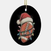 Football Christmas Santa Hat Vakantie Sport Keramisch Ornament (Rechts)