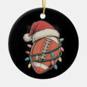 Football Christmas Santa Hat Vakantie Sport Keramisch Ornament (Voorkant)