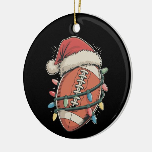 Football Christmas Santa Hat Vakantie Sport Keramisch Ornament (Links)