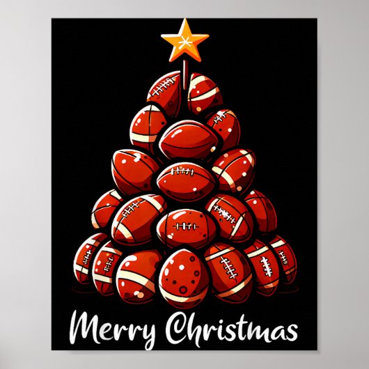 Football Christmas Tree Lights Funny Football Play Poster (Voorkant)