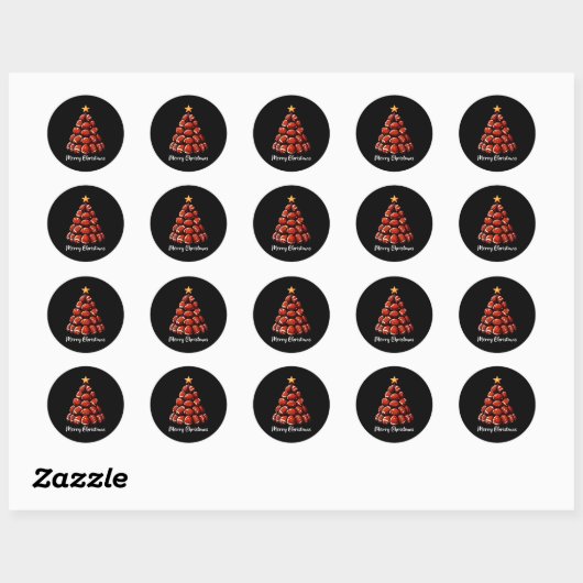 Football Christmas Tree Lights Funny Football Play Ronde Sticker (Vel)