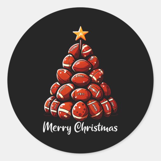Football Christmas Tree Lights Funny Football Play Ronde Sticker (Voorkant)