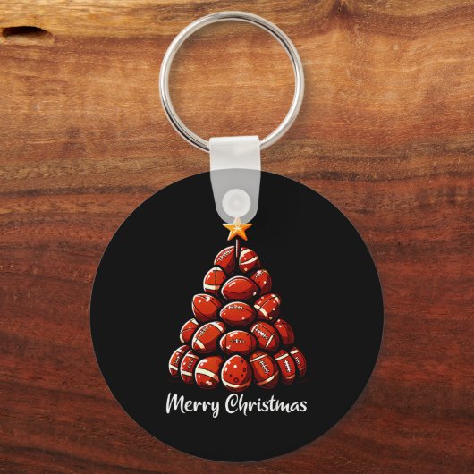 Football Christmas Tree Lights Funny Football Play Sleutelhanger (Voorkant)