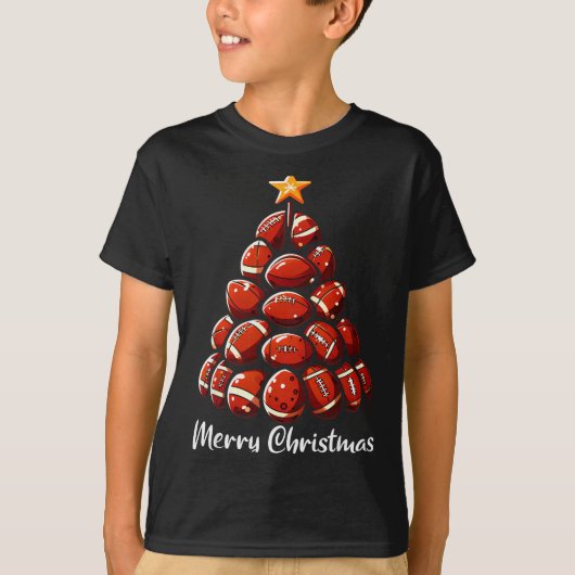 Football Christmas Tree Lights Funny Football Play T-shirt (Voorkant)