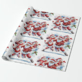 Football Christmas with Santa Claus Cadeaupapier (Uitgerold)