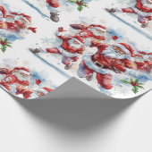 Football Christmas with Santa Claus Cadeaupapier (Hoek)