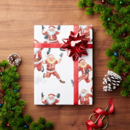 Football Christmas with Santa Claus Cadeaupapier