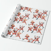 Football Christmas with Santa Claus Cadeaupapier (Uitgerold)