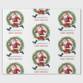 Football Christmas with Santa Claus Cadeaupapier (Vlak)