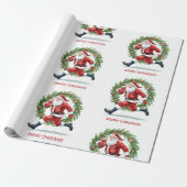 Football Christmas with Santa Claus Cadeaupapier (Uitgerold)