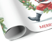 Football Christmas with Santa Claus Cadeaupapier (Rol Hoek)