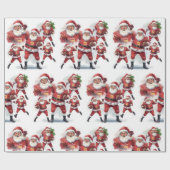 Football Christmas with Santa Claus Cadeaupapier (Vlak)