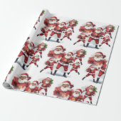 Football Christmas with Santa Claus Cadeaupapier (Uitgerold)