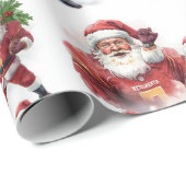 Football Christmas with Santa Claus Cadeaupapier (Rol Hoek)