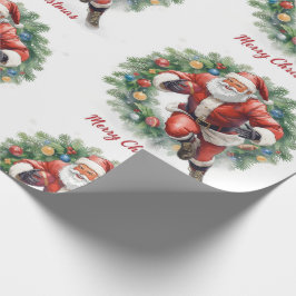 Football Christmas with Santa Claus Cadeaupapier